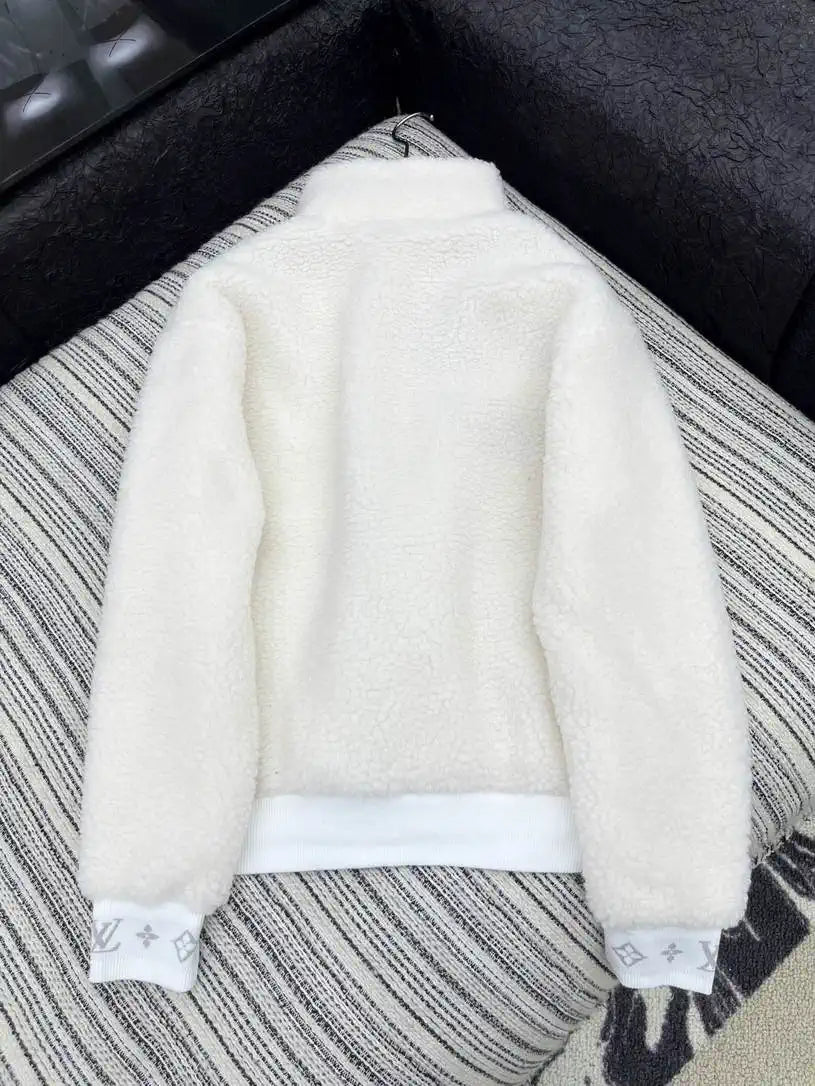 LV Coat Louis Vuitton Women Lambswool zipper Jacket L55800
