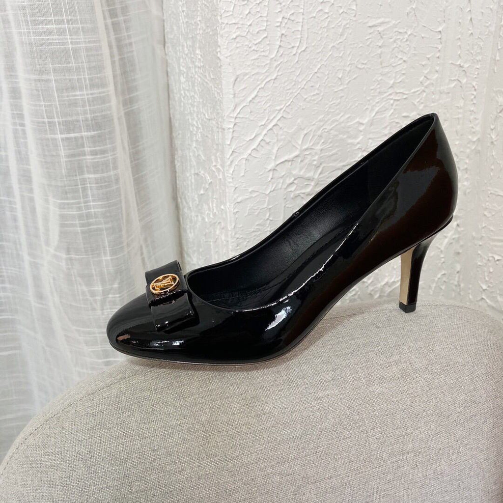 LV Loafers Designer Louis Vuitton Round Toe High Heels 81105 Black - luxibagsmall