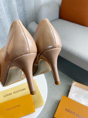 LV Loafers Designer Louis Vuitton Round Toe High Heels 81105 Nude - luxibagsmall