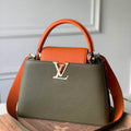 LV M57523 Louis Vuitton Capucines MM Handbag Green and Brown - Default Title - View 1