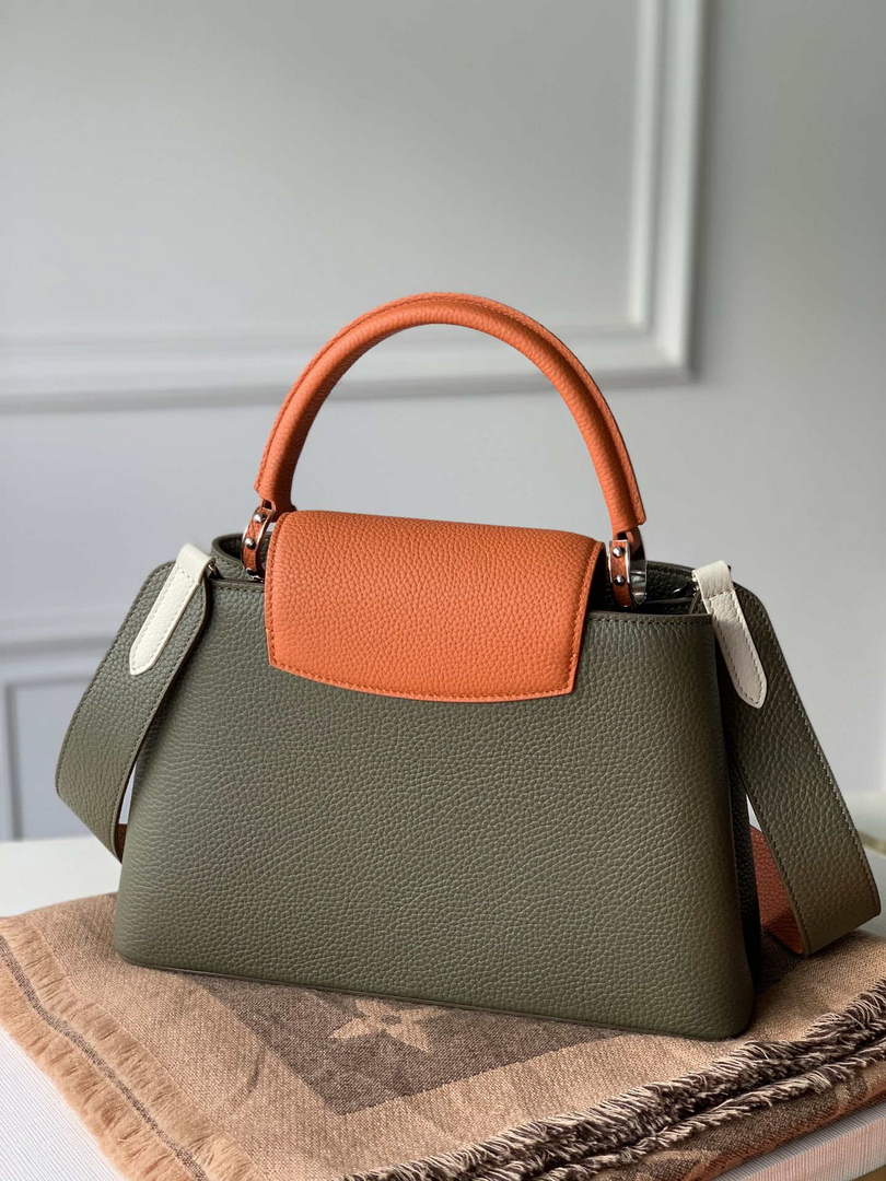 LV M57523 Louis Vuitton Capucines MM Handbag Green and Brown - Default Title - View 2