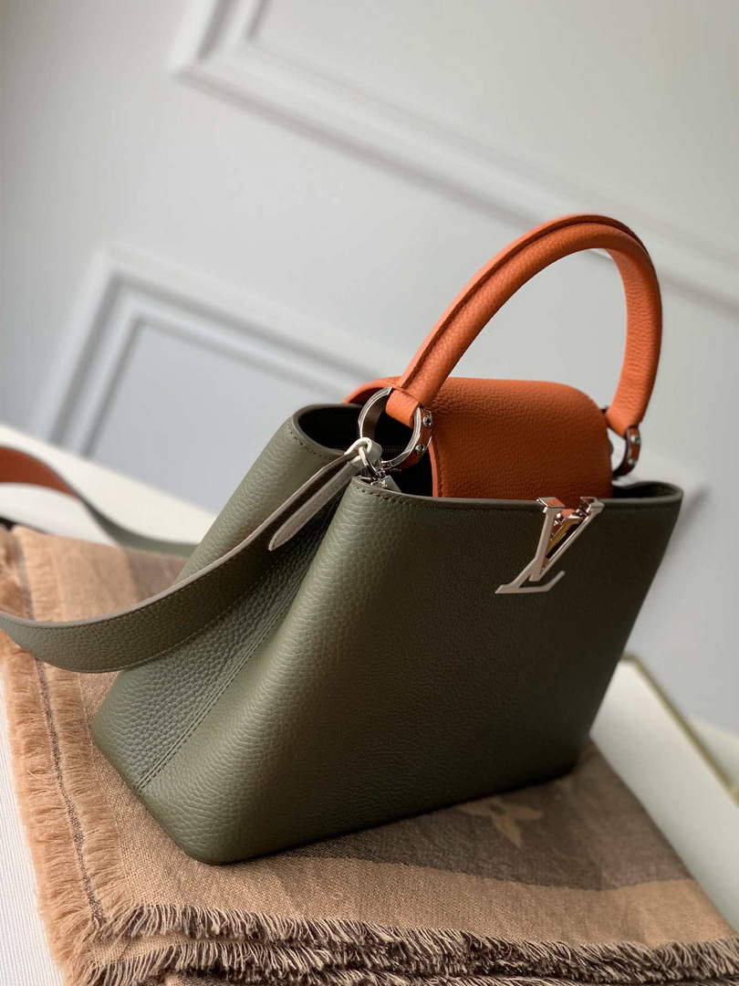 LV M57523 Louis Vuitton Capucines MM Handbag Green and Brown - Default Title - View 3