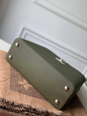 LV M57523 Louis Vuitton Capucines MM Handbag Green and Brown - Default Title - View 4