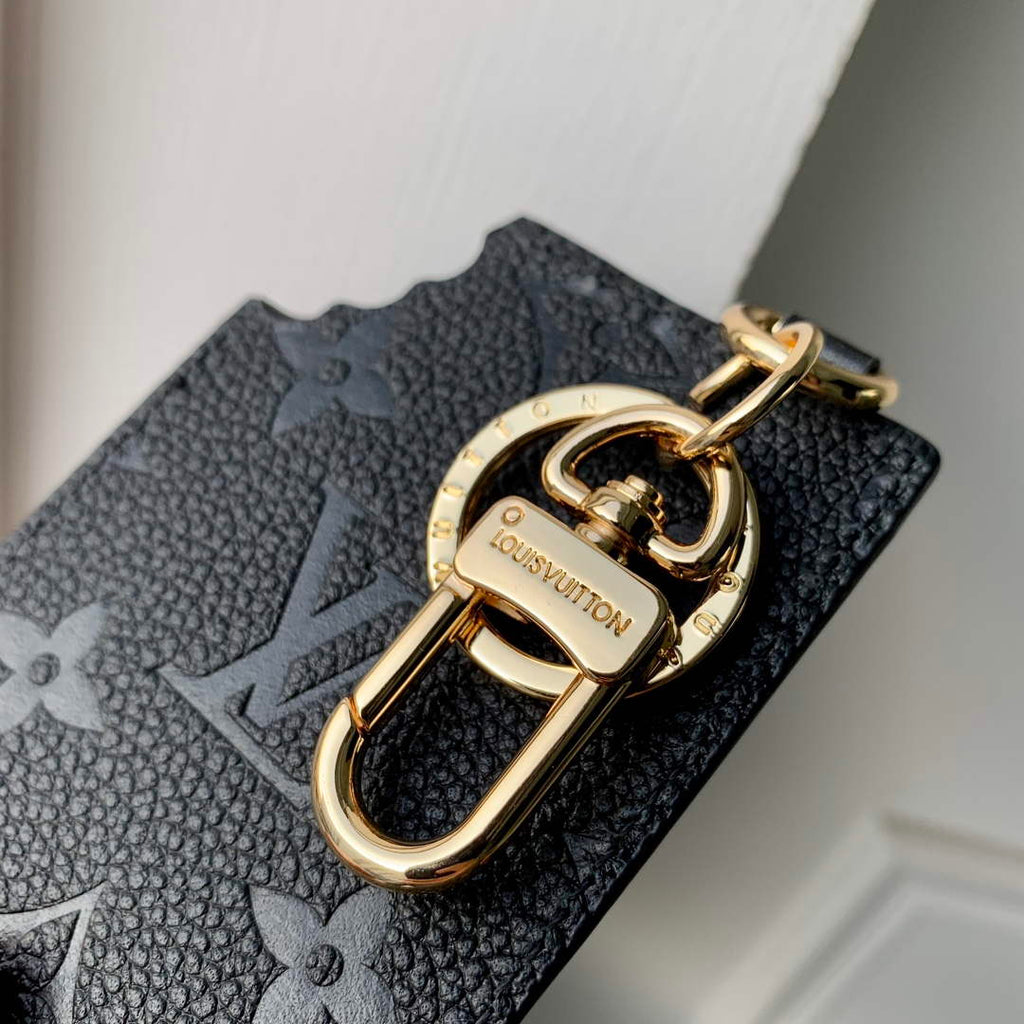 LV M01478 Louis Vuitton LV Chocolate Bar Figurine Key Holder and Bag Charm Black Leather