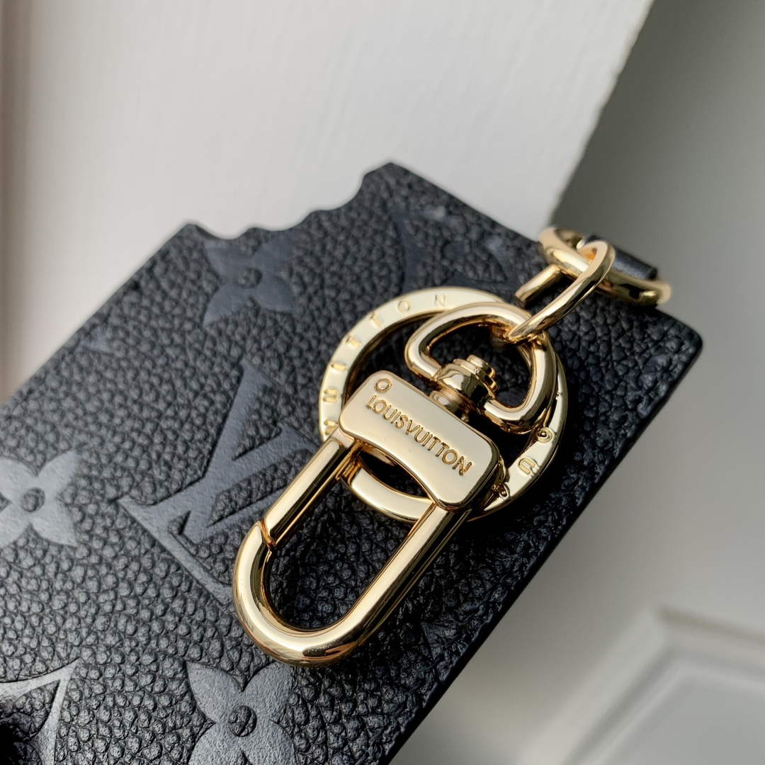 LV M01478 Louis Vuitton LV Chocolate Bar Figurine Key Holder and Bag Charm Black Leather