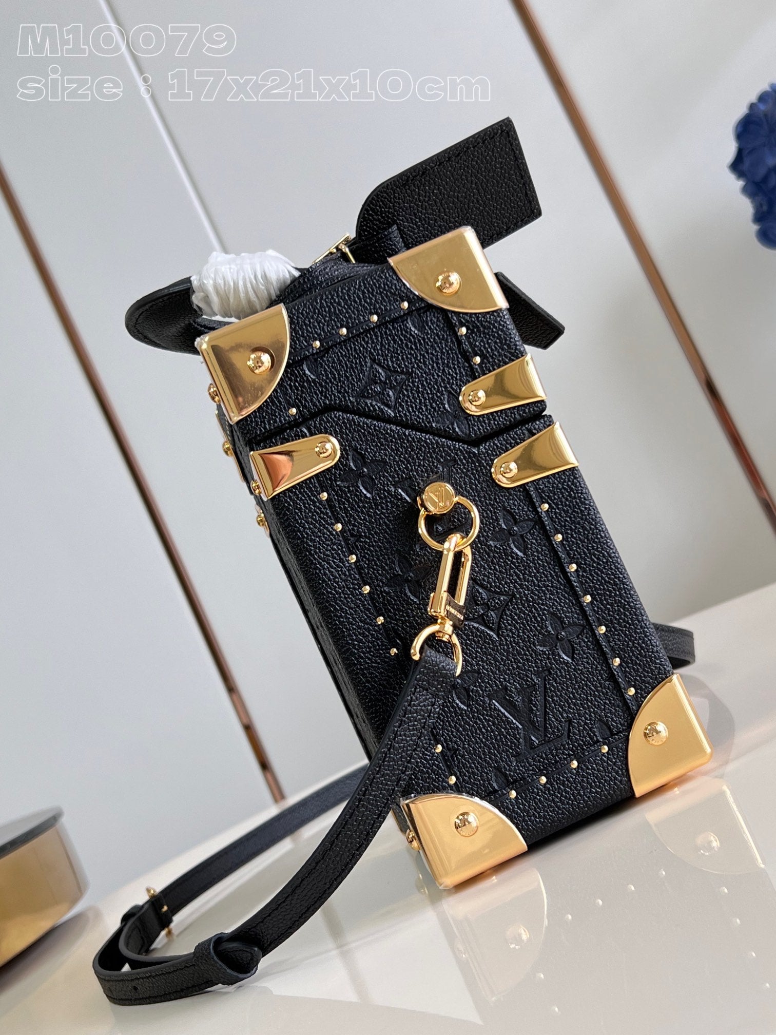 LV M10079 Louis Vuitton Camera Box Handbag Black Monogram Empreinte Leather