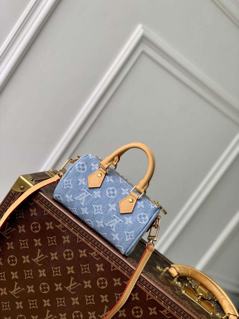 LV M11212 Louis Vuitton Nano Speedy Bag Sky Blue Monogram denim - Default Title - View 3