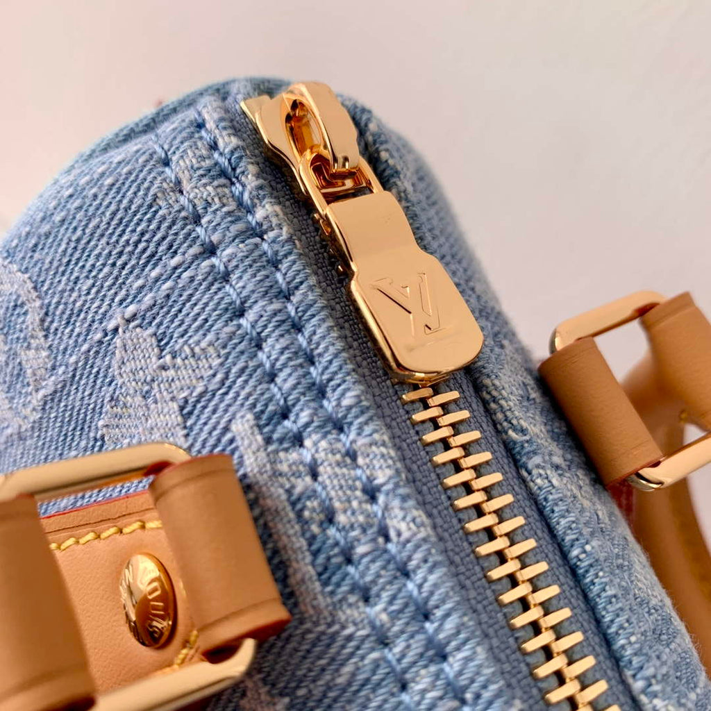 LV M11212 Louis Vuitton Nano Speedy Bag Sky Blue Monogram denim