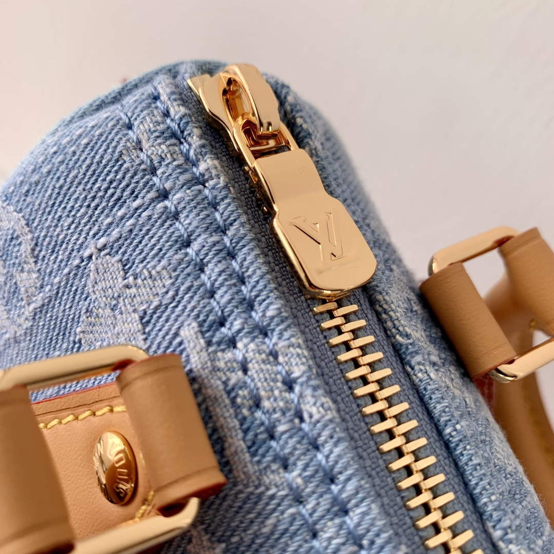 LV M11212 Louis Vuitton Nano Speedy Bag Sky Blue Monogram denim - Default Title - View 6