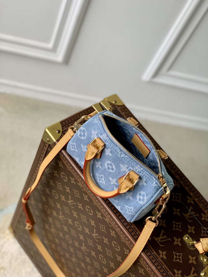 LV M11212 Louis Vuitton Nano Speedy Bag Sky Blue Monogram denim - Default Title - View 9