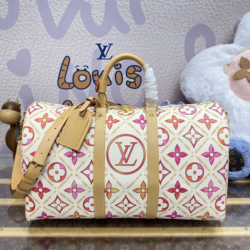 LV M11251 Louis Vuitton Keepall Bandouliere 45 Bag Coral