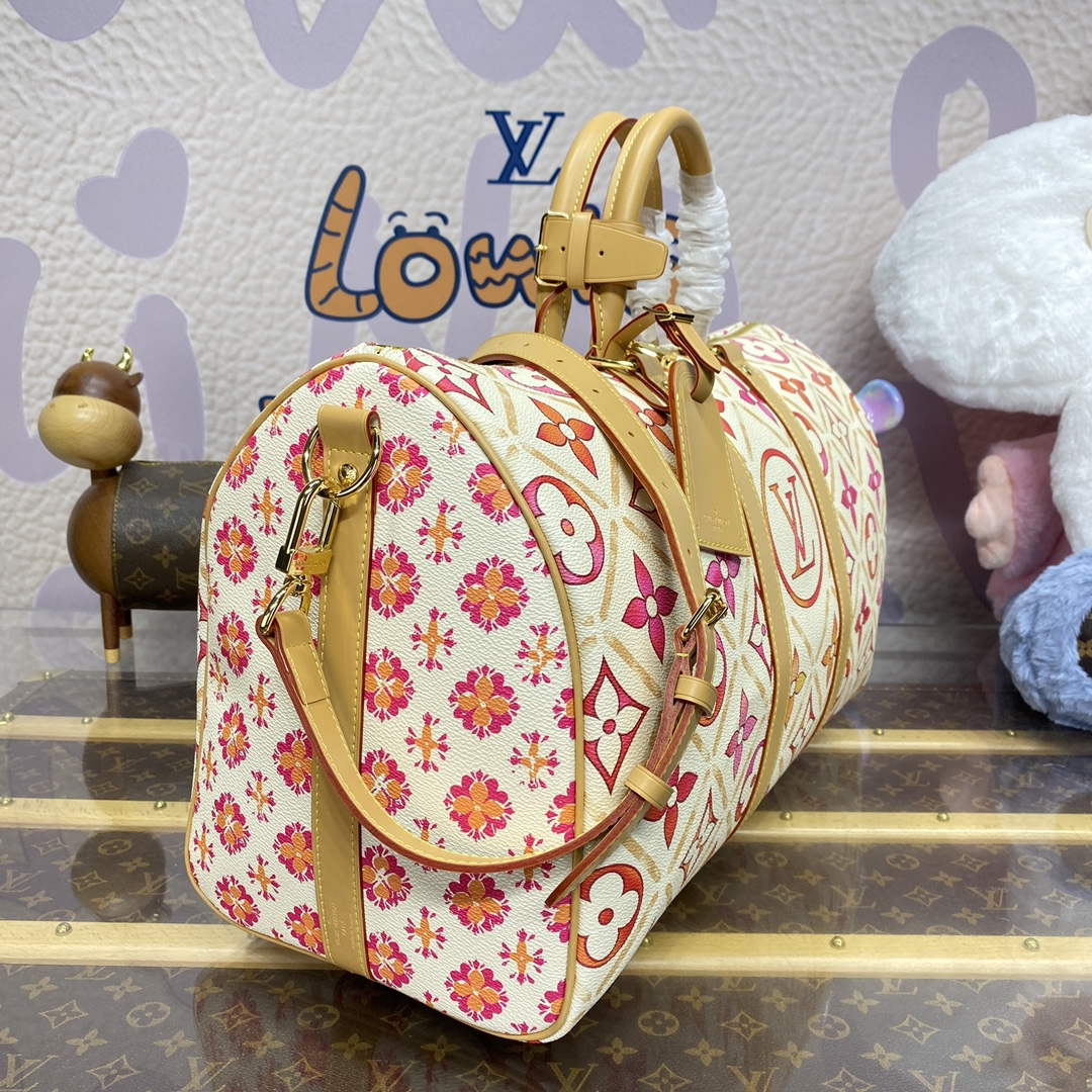 LV M11251 Louis Vuitton Keepall Bandouliere 45 Bag Coral