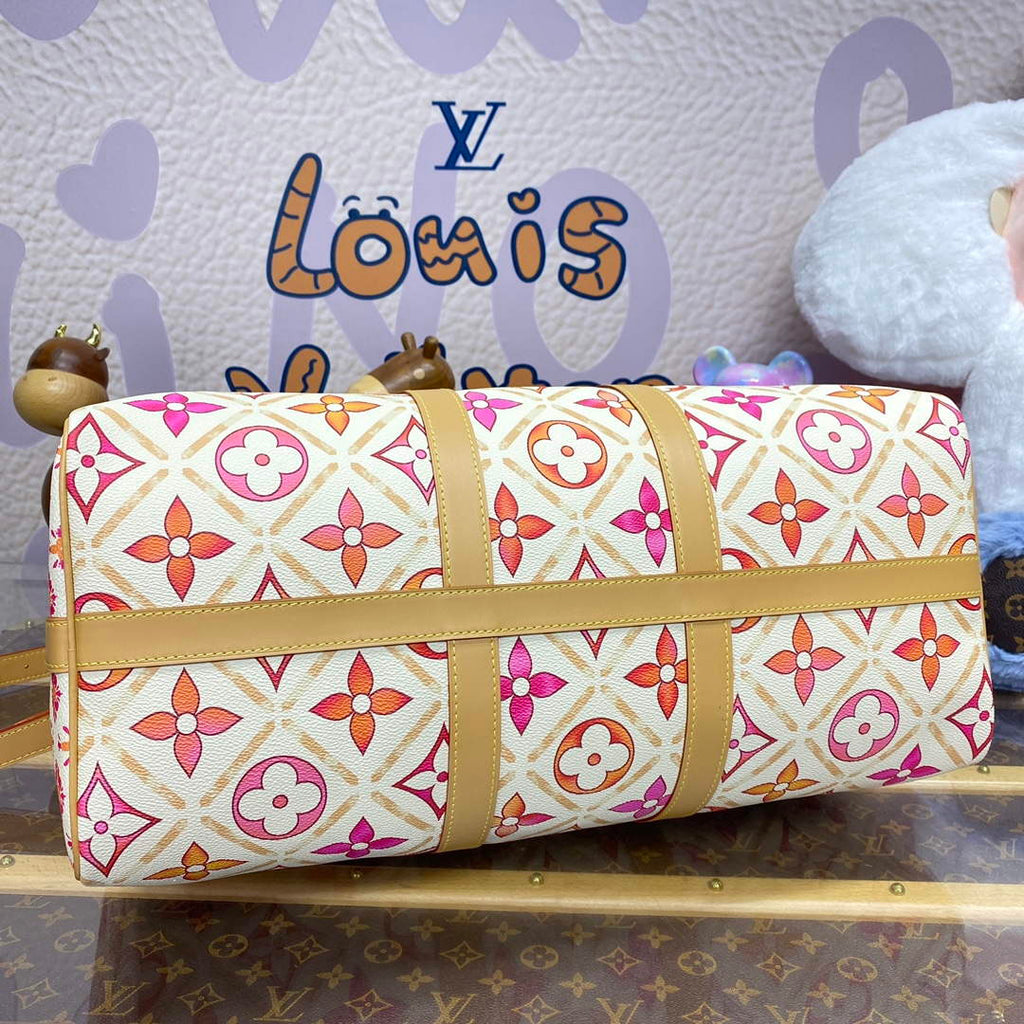 LV M11251 Louis Vuitton Keepall Bandouliere 45 Bag Coral