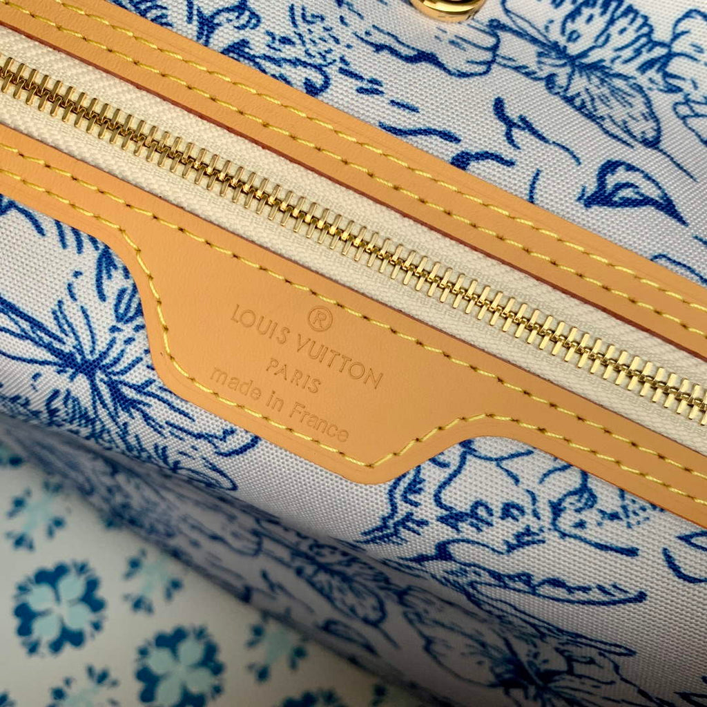 LV M11263 Louis Vuitton Neverfull MM Tote Bag Lagoon Blue