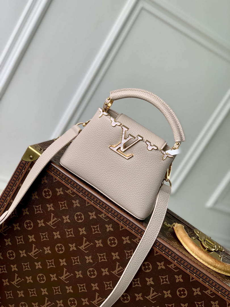 LV M11341 Louis Vuitton Capucines Mini Bag Galet Gray