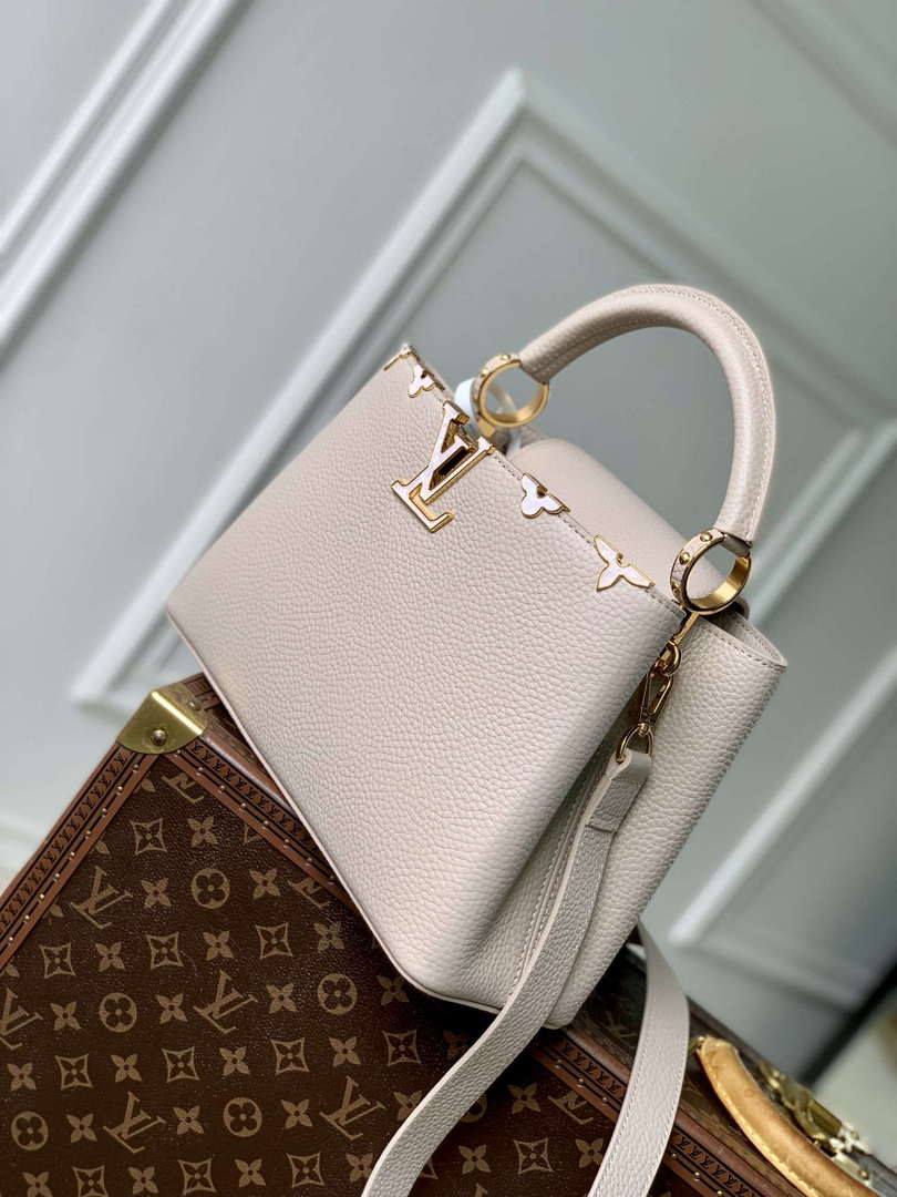 LV M11341 Louis Vuitton Capucines MM Handbag Galet Gray