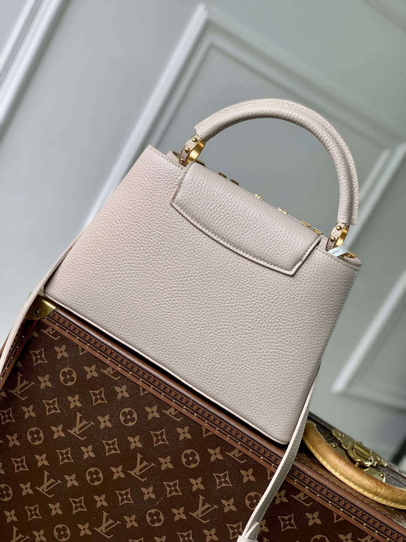 LV M11341 Louis Vuitton Capucines MM Handbag Galet Gray