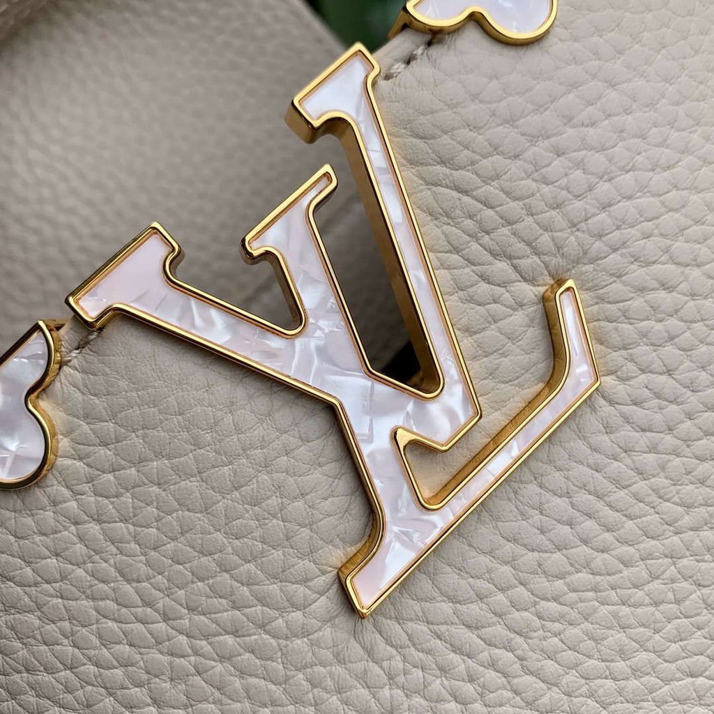 LV M11341 Louis Vuitton Capucines MM Handbag Galet Gray