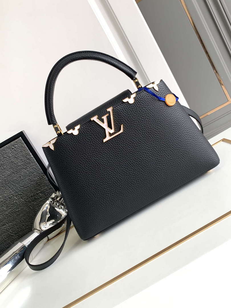 LV M11349 Louis Vuitton Capucines MM Handbag Black