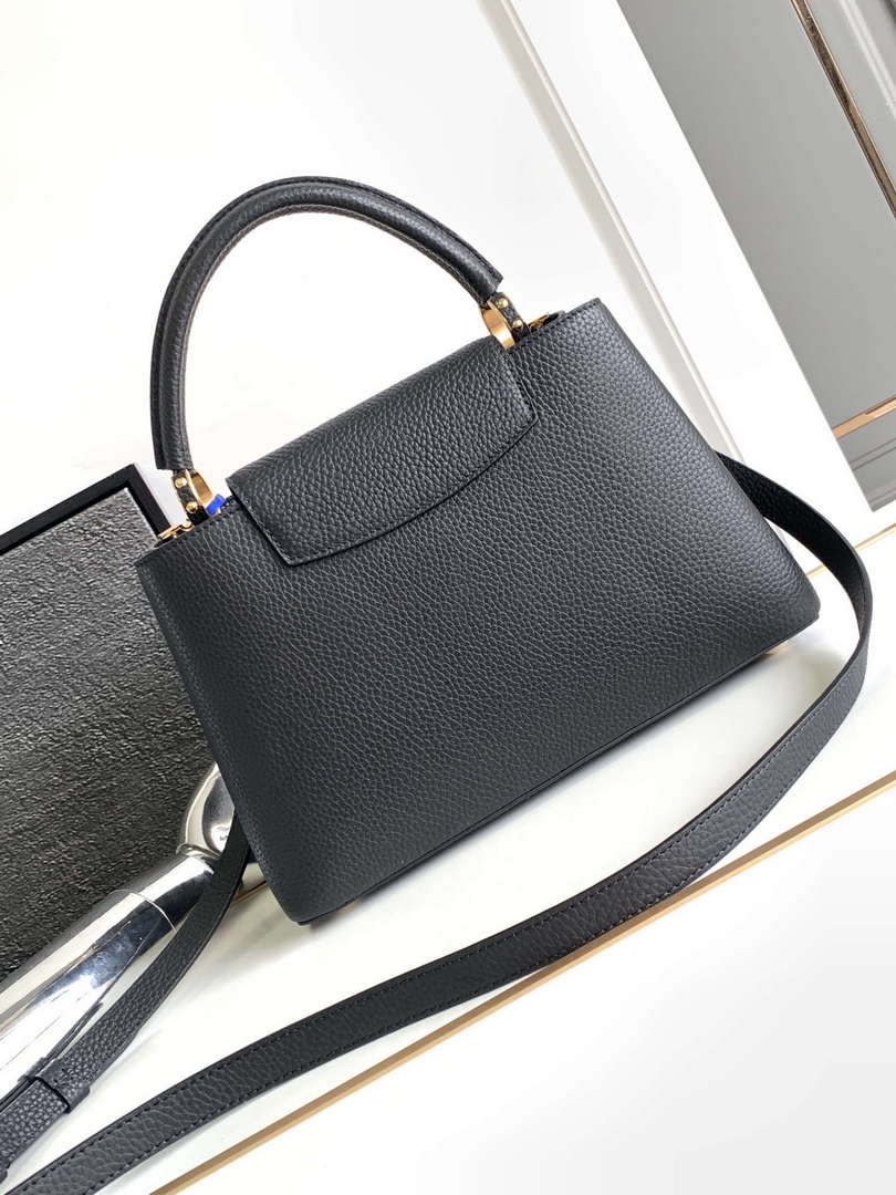LV M11349 Louis Vuitton Capucines MM Handbag Black