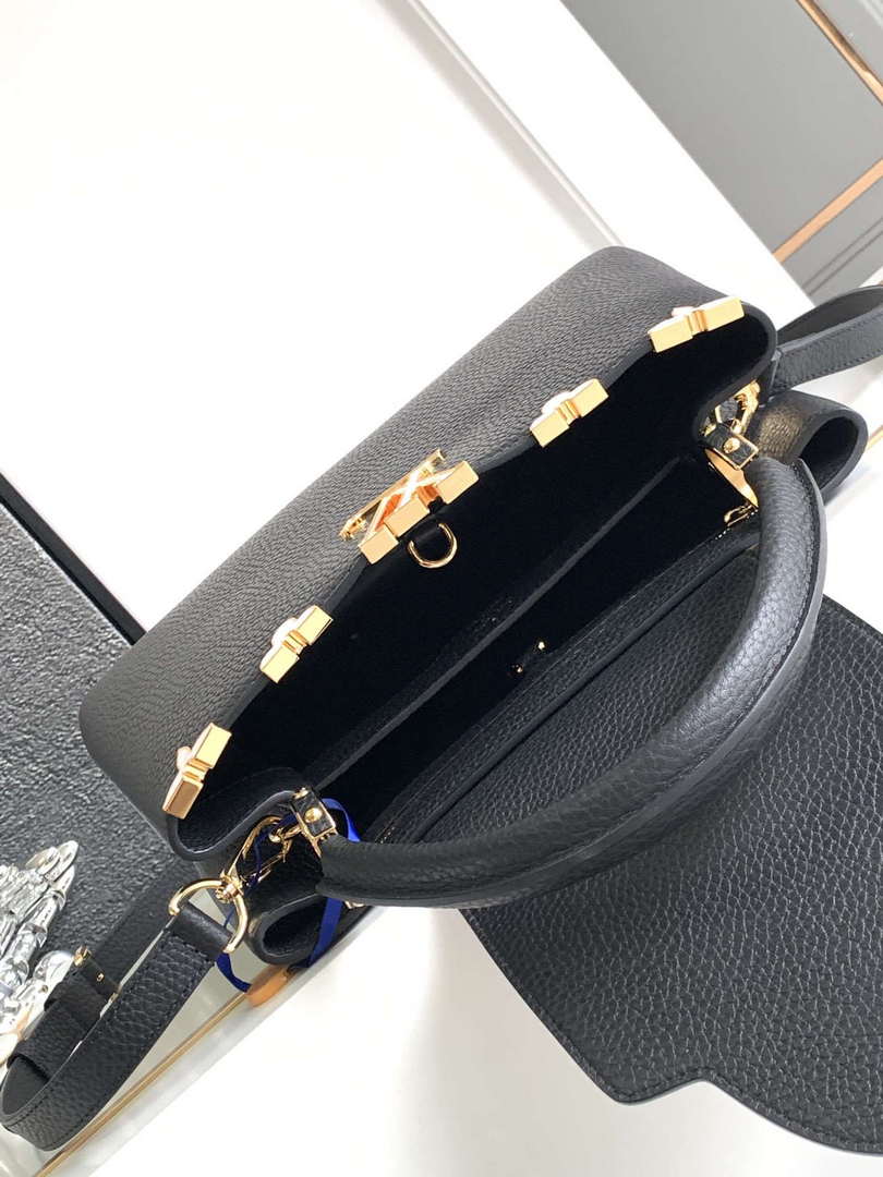 LV M11349 Louis Vuitton Capucines MM Handbag Black