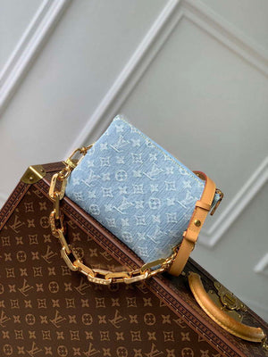 LV M11401 Louis Vuitton Coussin BB Handbag Sky Blue Denim - Default Title - View 1