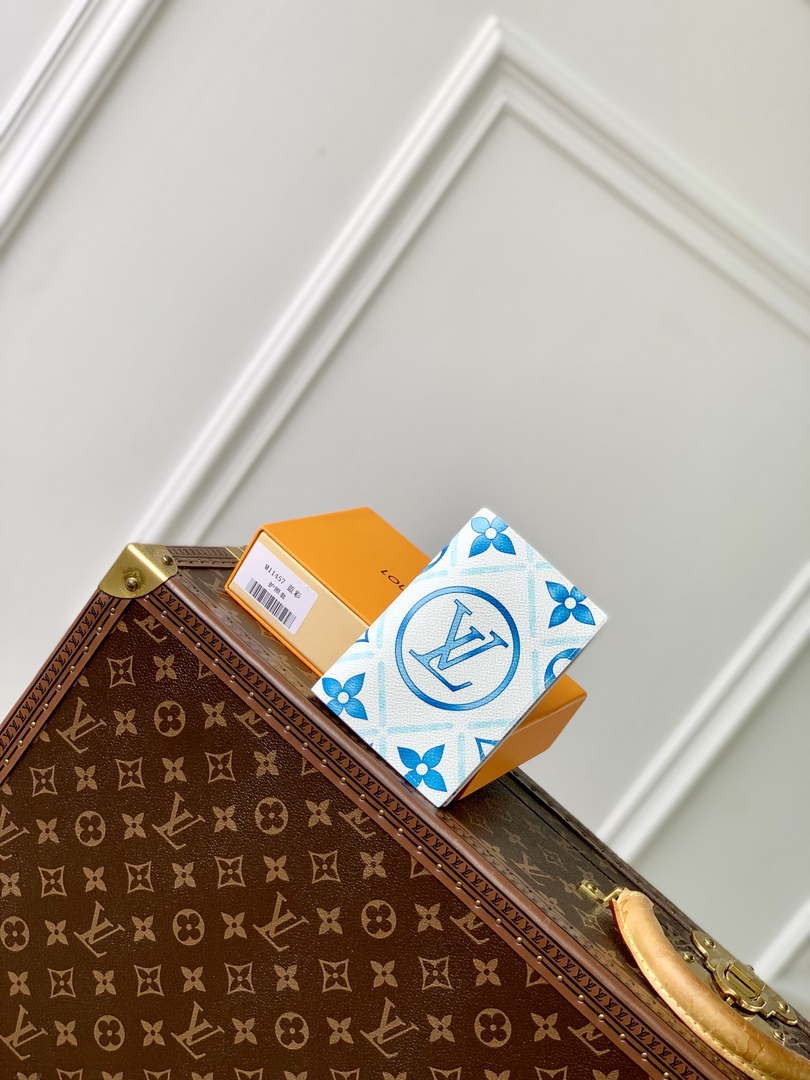 LV M11457 Louis Vuitton LV By The Pool Zippy Passport Cover Other Monogram Canvas Blue - Default Title - View 1