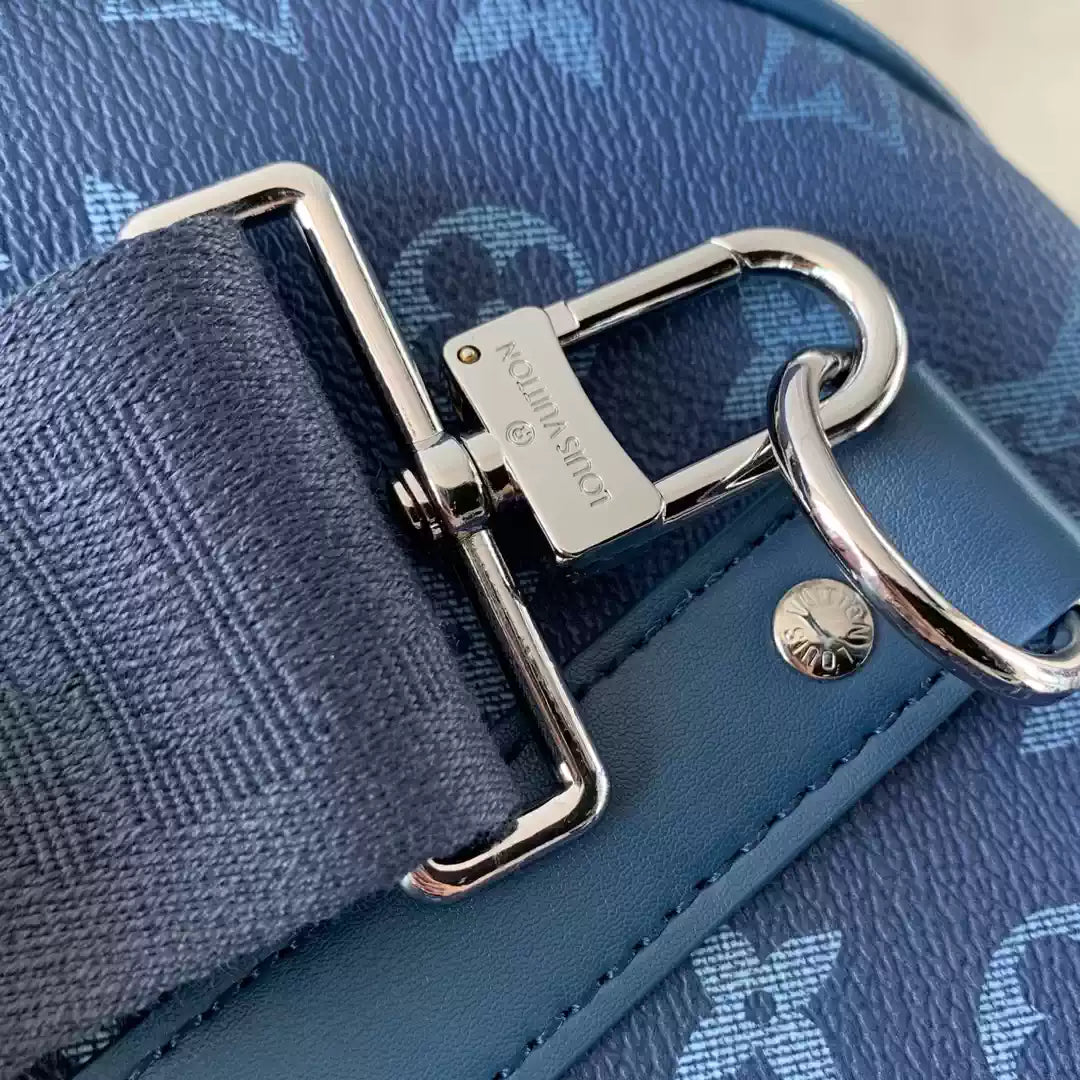 LV M11558 Louis Vuitton Keepall Bandouliere  55 Travel Bag Monogram Navy Blue