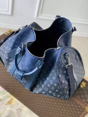LV M11558 Louis Vuitton Keepall Bandouliere  55 Travel Bag Monogram Navy Blue - Default Title - View 9