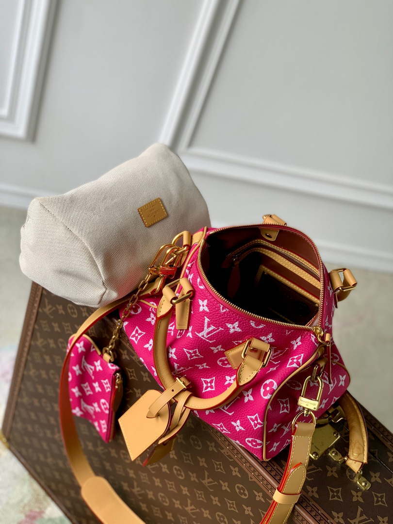 LV M11562 Louis Vuitton Speedy P9 Bandouliere 25 Monogram Bag Rose Red