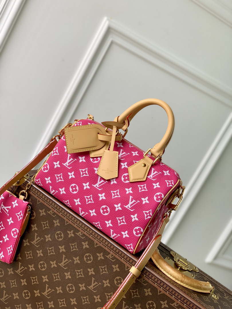 LV M11562 Louis Vuitton Speedy P9 Bandouliere 25 Monogram Bag Rose Red