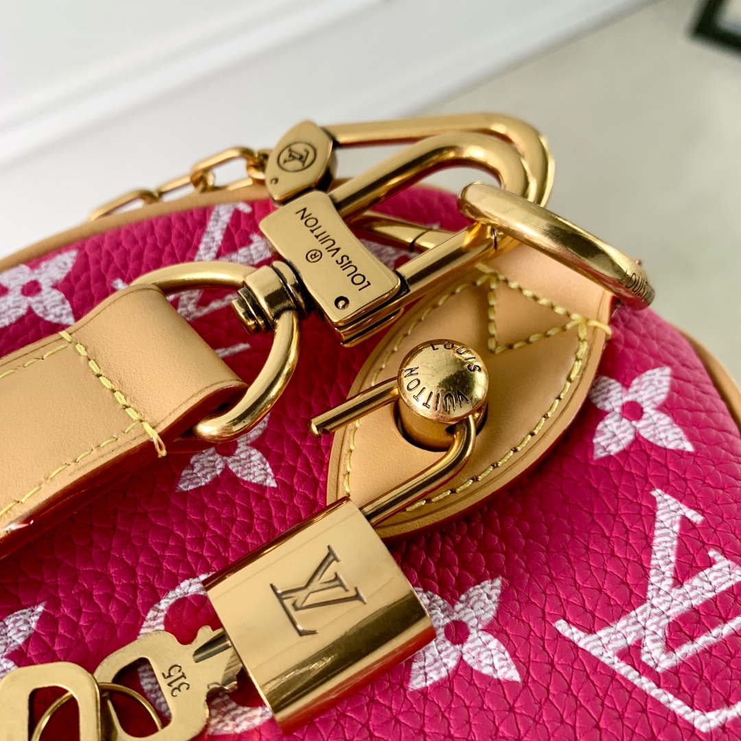LV M11562 Louis Vuitton Speedy P9 Bandouliere 25 Monogram Bag Rose Red