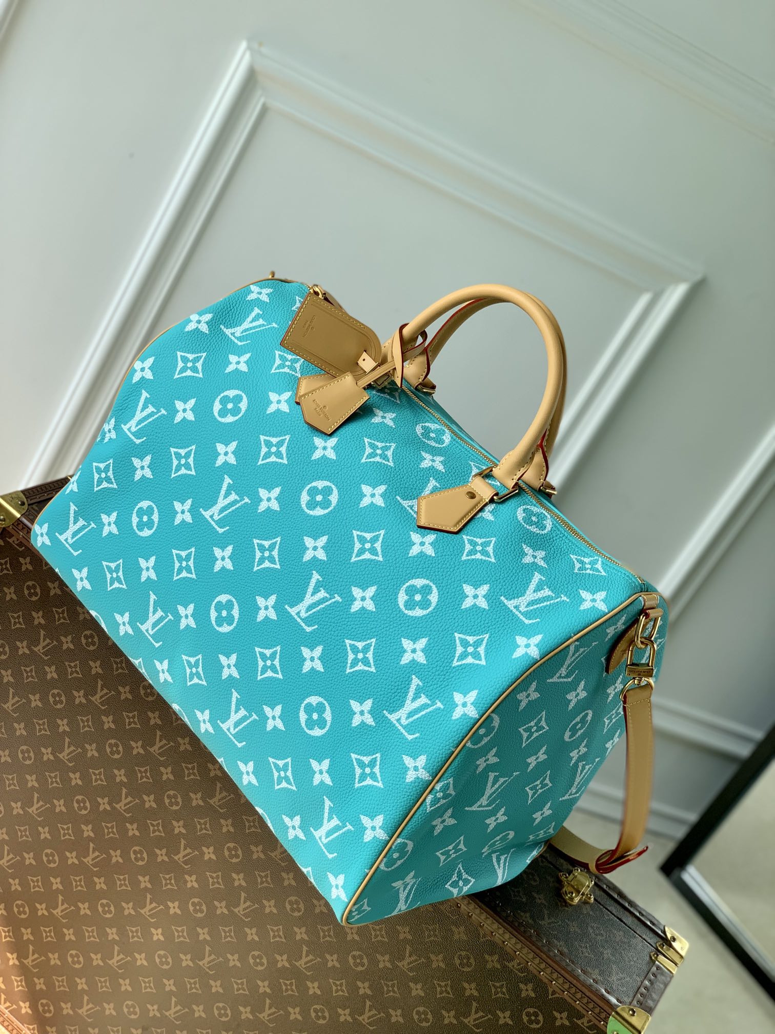 LV M11564 Louis Vuitton Speedy P9 Bandouliere 40 Bag Monogram Leather Lake Blue