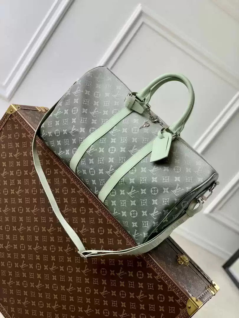 LV M11718 Louis Vuitton Keepall Bandouliere  45 Travel Bag Monogram Khaki Green