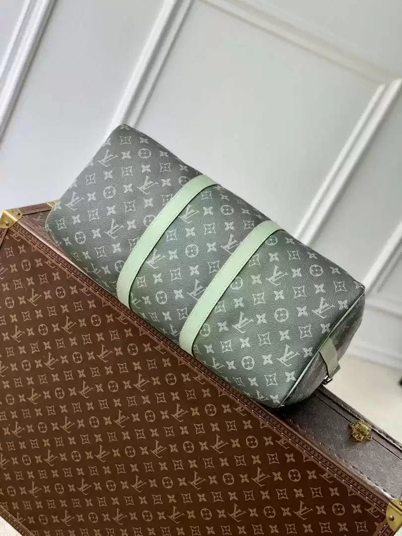 LV M11718 Louis Vuitton Keepall Bandouliere  45 Travel Bag Monogram Khaki Green