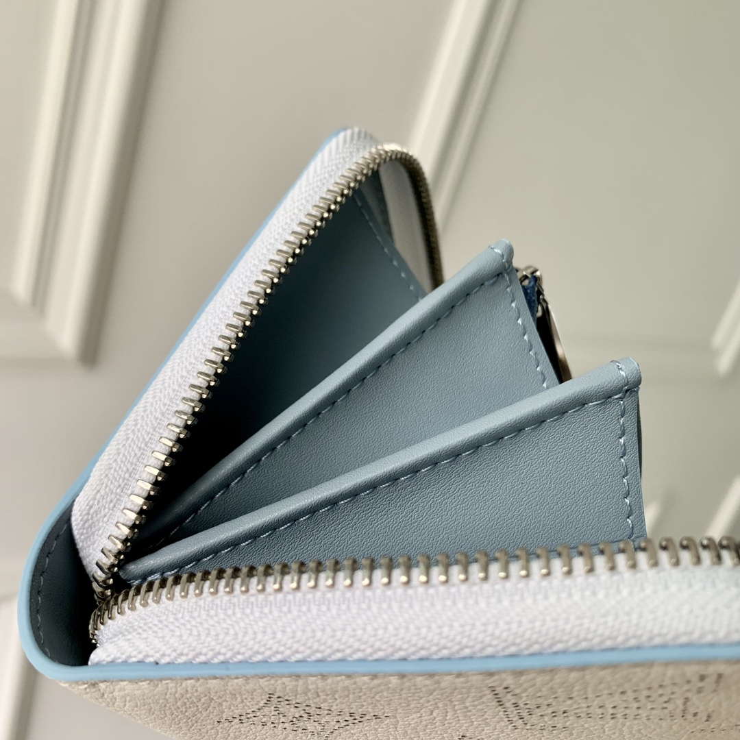 LV M11745 Louis Vuitton Zippy Wallet White Blue - Default Title - View 6