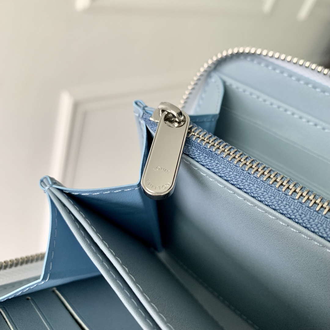 LV M11745 Louis Vuitton Zippy Wallet White Blue - Default Title - View 7