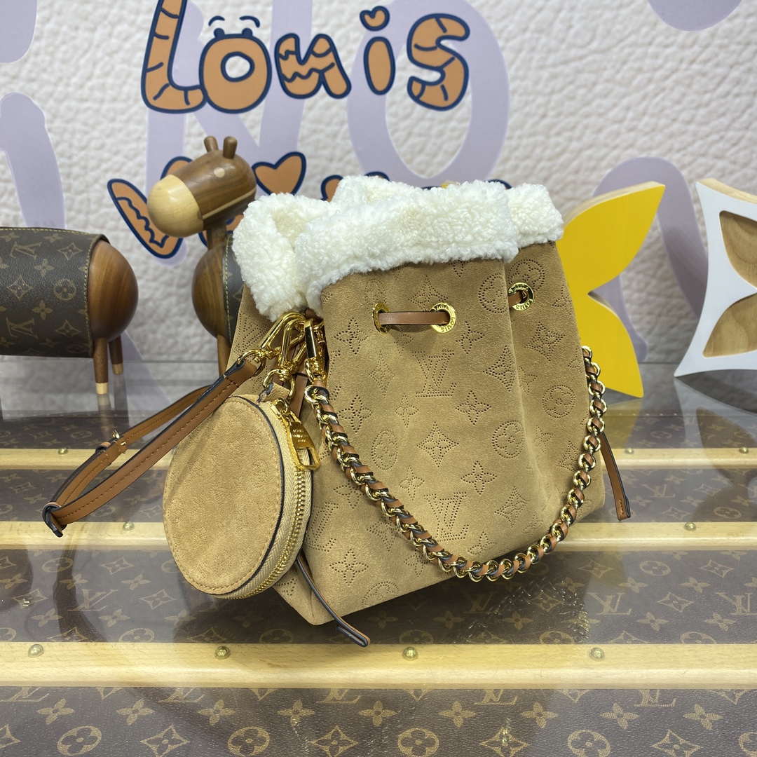 LV M11839 Louis Vuitton Bella Handbag Suede leather Bag Beige