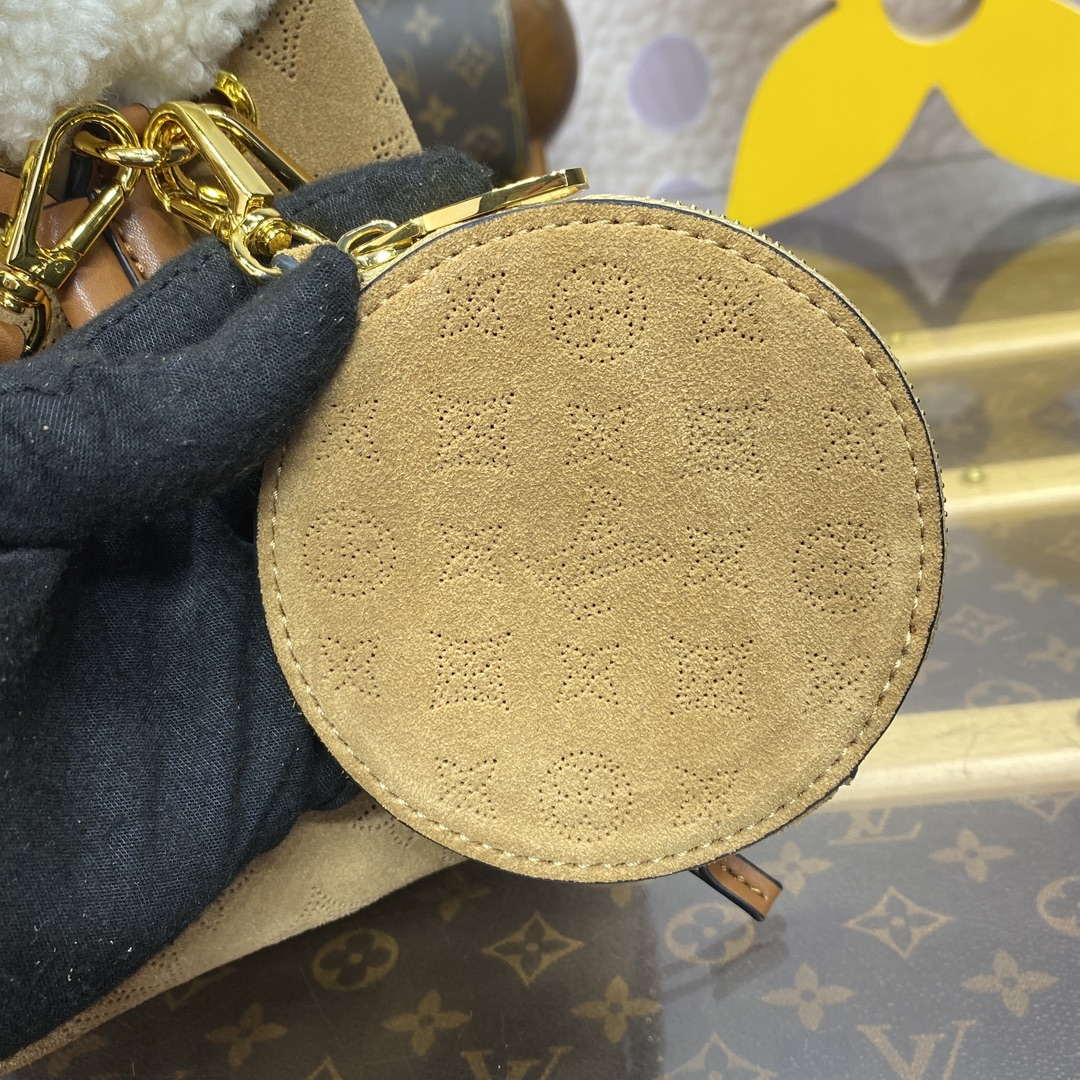 LV M11839 Louis Vuitton Bella Handbag Suede leather Bag Beige