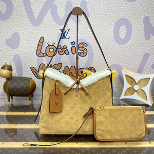 LV M11843 Louis Vuitton CarryAll PM Suede leather Bag Beige - Default Title - View 1