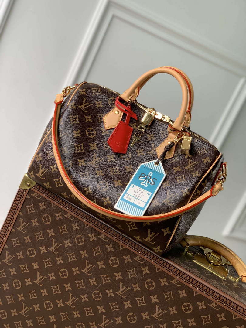 LV M11945 Louis Vuitton Speedy Soft 30 Crafty Bag Monogram Red - Default Title - View 1