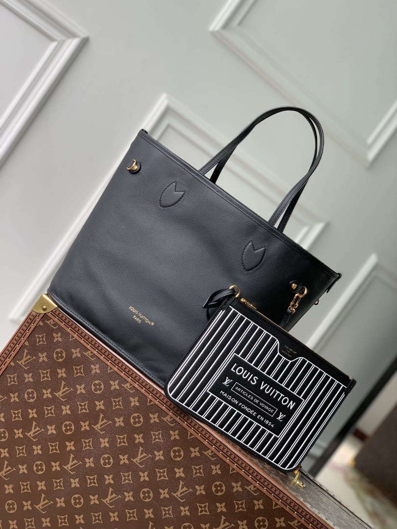 LV M11946 Louis Vuitton Neverfull Inside Out MM Handbag Black
