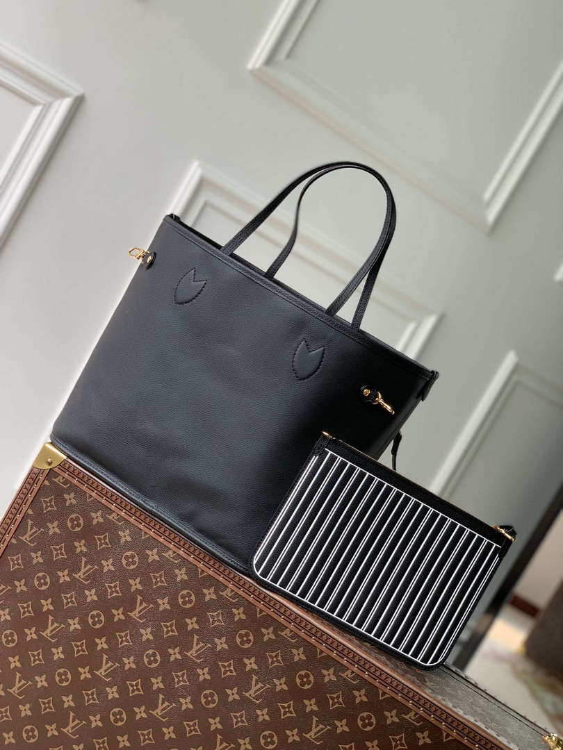 LV M11946 Louis Vuitton Neverfull Inside Out MM Handbag Black