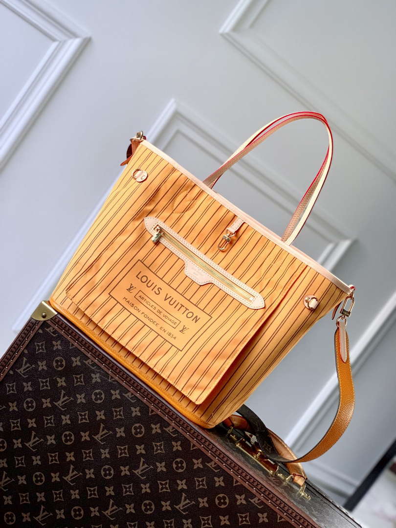 LV M11947 Louis Vuitton Reversible Neverfull Inside Out MM Handbag Yellow - Default Title - View 3