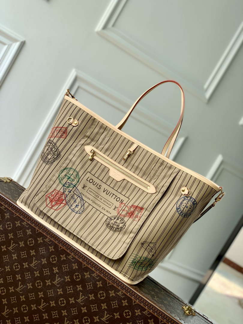 LV M11948 Louis Vuitton Reversible Neverfull Bandouliere Inside Out GM Handbag Gray