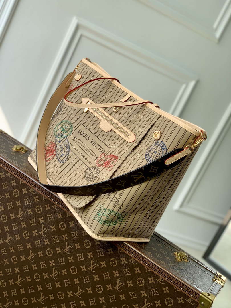 LV M11948 Louis Vuitton Reversible Neverfull Bandouliere Inside Out GM Handbag Gray