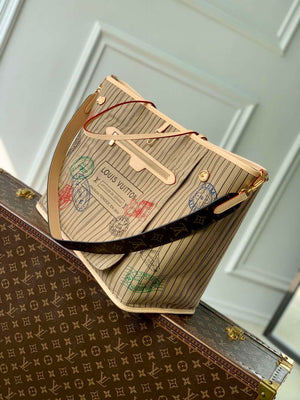 LV M11948 Louis Vuitton Reversible Neverfull Bandouliere Inside Out GM Handbag Gray - Default Title - View 3