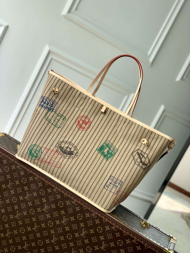 LV M11948 Louis Vuitton Reversible Neverfull Bandouliere Inside Out GM Handbag Gray