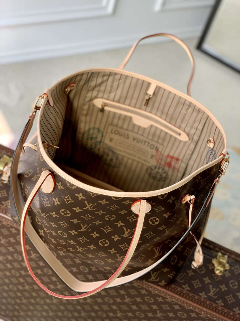 LV M11948 Louis Vuitton Reversible Neverfull Bandouliere Inside Out GM Handbag Gray - Default Title - View 9