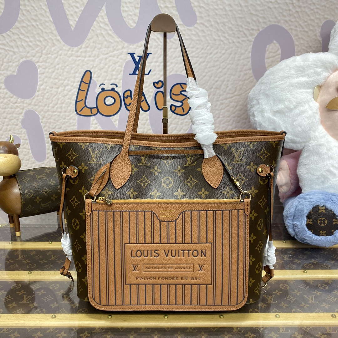 LV M12061 Louis Vuitton Reversible Neverfull Inside Out MM Handbag Brown - Default Title - View 2